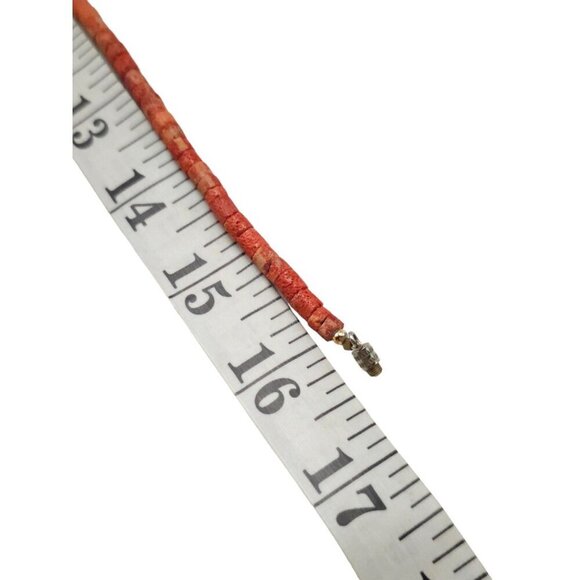 Vintage Red Coral White MOP Shell Beaded Necklace With Metal Clasp - Picture 6 of 6